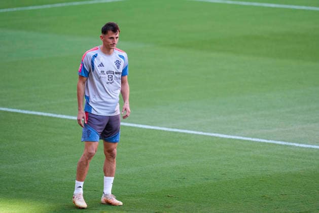 September 28, 2026, Sevilla, Sevilla, Spain: Ante Budimir of Croatia during training session the UEFA Nations League 2026 27 group phase football match played between Spain and Croatia at Ramon Sanchez-Pizjuan stadium on September 28, 2026, in Sevilla, Spain. Croatia Training Session - UEFA Nations League 2026 27  - ZUMAa181 20260928_zaa_a181_048 Copyright: xJoaquoÂ­NxCorcherox