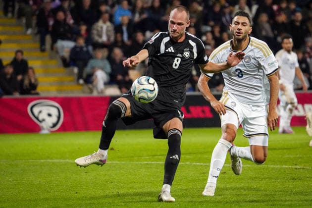 September 28, 2026, RÄÂ«Ga, Latvija: Latvian player EDUARDS EMSIS (L) vies with NIKOLAOS PANAGIOTOU of Cyprus during UEFA Nations League Ã¢â‚¬ League C match in Riga, Latvia, Sept. 28, 2026. RÄÂ«Ga Latvija - ZUMAp305 20260928_zip_p305_005 Copyright: xEdijsxPalensx