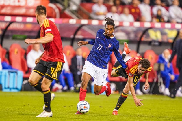 2026-09-28 Belgium v France - UEFA Nations League BRUSSELS, BEL - SEPTEMBER 28: Michael Olise of france runs with the ball during the UEFA Nations League match between Belgium and France at King Baudouin Stadium on September 28, 2026 in Brussels, BEL. Brussels King Baudouin Stadium BEL Content not available for redistribution in The Netherlands directly or indirectly through any third parties. Copyright: xAndrexWeeningx