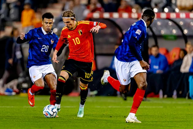 BRUSSEL - BelgiÃ« forward Mika Godts during the UEFA Nations League match between Belgie and Frankrijk at Koning Boudewijn Stadion on 28 September 2026 in Brussel, Belgie. (Photo by DeFodi Images) -