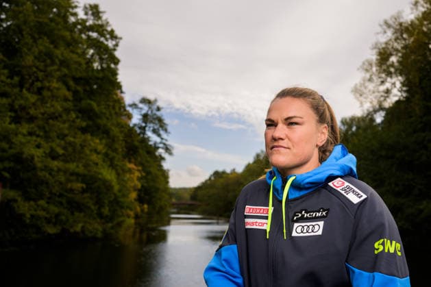 260928 Anna Swenn-Larsson of the Swedish national alpine skiing team poses for a portrait on September 28, 2026 in Stockholm. Photo: Joel Marklund BILDBYRAN kod JM JM0856 bbeng alpint alpine skiing sverige sweden porträtt portrait dam Copyright: JOELxMARKLUND BB260928JM267