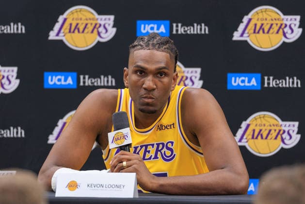September 28, 2026, El Segundo, California, USA: Kevon Looney 55 of the Los Angeles Lakers at Media Day on Monday September 28, 2026 at the UCLA Health Training Center in El Segundo, California. JAVIER ROJAS PI El Segundo USA - ZUMAp124 20260928_zaa_p124_173 Copyright: xJavierxRojasx