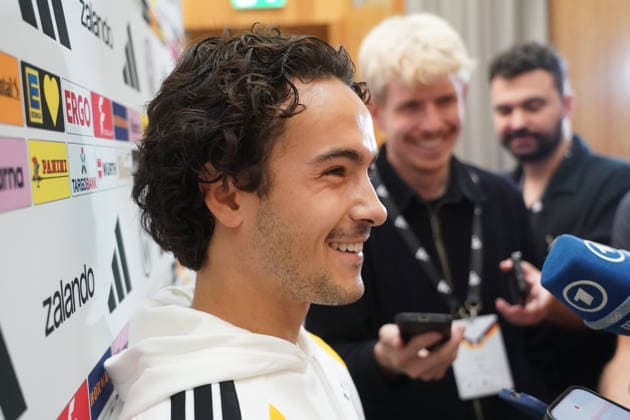 Mika Baur (Deutschland Germany) im Interview der Mixed Zone zum Auftakt des zweiten Nationalkaders für die Nations League - Herzo Base 29.09.2026: Deutsche Nationalmannschaft Nations League Vorbereitung, Home Ground, HerzoBase, World of Adidas, Herzogenaurach