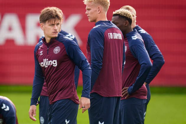 Denmark Nations League Joakim Maehle and Oliver Provstgaard during training at the national football team s gathering in Helsingoer on Tuesday, September 29, 2026. Denmark will play a Nations League match on Thursday at Parken against Portugal. (Photo: Liselotte Sabroe Ritzau Scanpix) , Copenhagen Denmark Copyright: Ritzau Scanpix LiselottexSabroex spdk20260929-123027-L