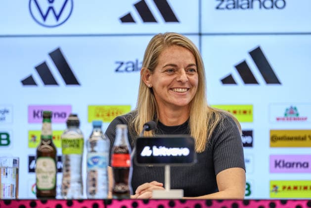 GER, Frankfurt, Pressekonferenz mit Nia Künzer, Christian Wück und Michael Urbansky, hybride Medienrunde, DFB, Start WM-Saison, Deutsche Nationalmannschaft, DFB Campus im Bild: Nia Künzer (DFB-Sportdirektorin Frauenfußball),DFB Pressekonferenz, PK zum Start der WM Saison der Deutschen Nationalmannschaft der Frauen und der U23 am DFB Campus DFB DFL REGULATIONS PROHIBIT ANY USE OF PHOTOGRAPHS AS IMAGE SEQUENCES AND OR QUASI-VIDEO, 29.09.2026 Copyright: HMBxMedia HendrikxHamelau
