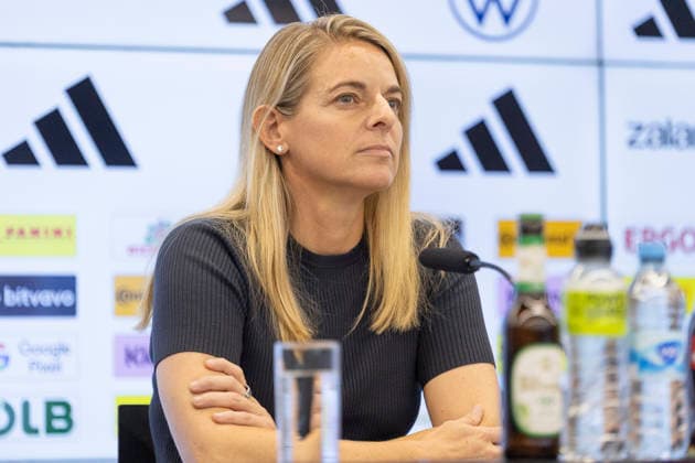 DFB Frauen und U23 Frauen Pressekonferenz, 29.09.2026 Nia Künzer (DFB Sportdirektorin für Frauenfussball), DFB Frauen und U23 Frauen Pressekonferenz, Frankfurt, DFB Campus, 29.9.2026 Copyright: xBEAUTIFULxSPORTS Gawlikx