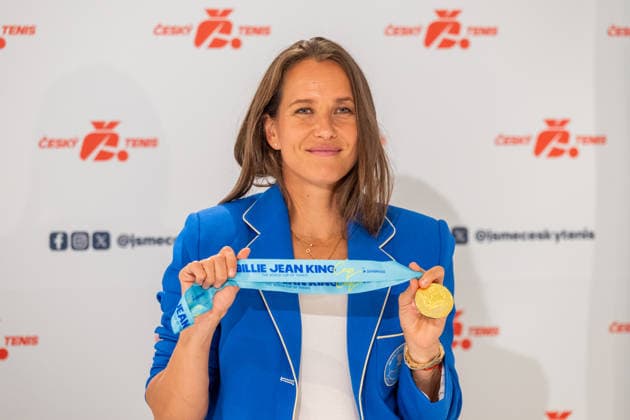 Non-playing captain of the Czech women s tennis team Barbora Strycova speaks at a press conference, PK, Pressekonferenz following Czech team s victory in the Billie Jean King Cup 2026, Prague, on September 29, 2026. (CTKxPhoto OndrejxDeml) CTKPhotoP2026092904178  CTKPhotoP2026092904178