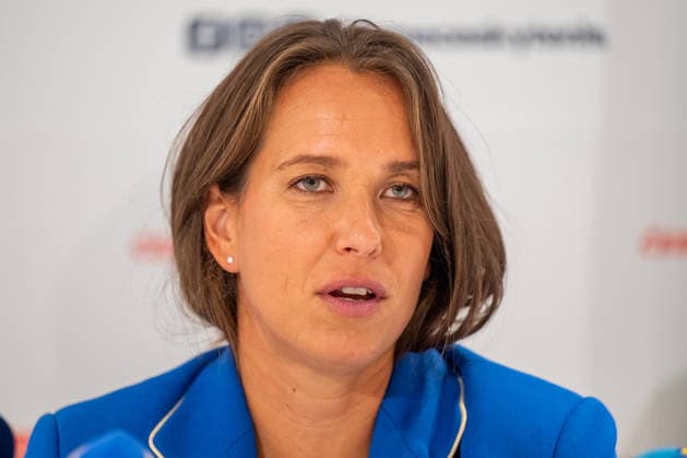 Non-playing captain of the Czech women s tennis team Barbora Strycova speaks at a press conference, PK, Pressekonferenz following Czech team s victory in the Billie Jean King Cup 2026, Prague, on September 29, 2026. (CTKxPhoto OndrejxDeml) CTKPhotoP2026092904182  CTKPhotoP2026092904182