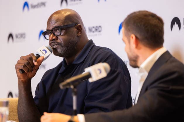 Tomas Okmanas ir Eimantas Sabaliauskas kartu su NBA, Basketball Herren, USA legenda ir verslininku Shaquille‘u O Nealu pristate nauja pasauline partneryste. Vilnius, 2026-09-29. Vilnius Lietuva Copyright: xPatricijaxAdamoviÄx