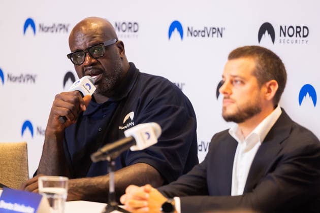 Tomas Okmanas ir Eimantas Sabaliauskas kartu su NBA, Basketball Herren, USA legenda ir verslininku Shaquille‘u O Nealu pristate nauja pasauline partneryste. Vilnius, 2026-09-29. Vilnius Lietuva Copyright: xPatricijaxAdamoviÄx