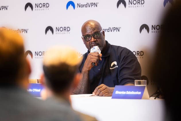 Tomas Okmanas ir Eimantas Sabaliauskas kartu su NBA, Basketball Herren, USA legenda ir verslininku Shaquille‘u O Nealu pristate nauja pasauline partneryste. Vilnius, 2026-09-29. Vilnius Lietuva Copyright: xPatricijaxAdamoviÄx