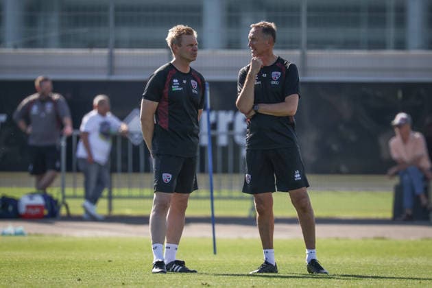 3. Liga - Saison 2026 27 - 1. Trainingseinheit mit Achim Beierlorzer - Cheftrainer Achim Beierlorzer (FCI) rechts - Co-Trainer Markus Feldhoff (FCI) - Foto: Meyer Jürgen 3. Liga - Saison 2026 27 - 1. Trainingseinheit mit Achim Beierlorzer