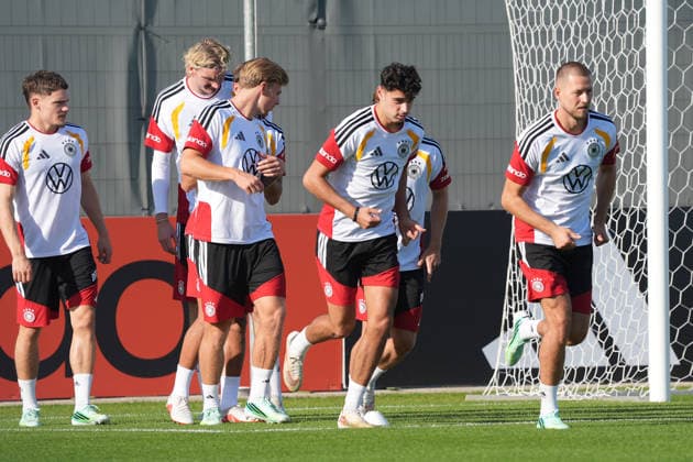 Florian Wirtz (Deutschland Germany), Nick Woltemade (Deutschland Germany), Finn Jeltsch (Deutschland Germany), Aleksandar Pavlovic (Deutschland Germany), Waldemar Anton (Deutschland Germany) - Herzo Base 29.09.2026: Deutsche Nationalmannschaft Nations League Vorbereitung, Home Ground, HerzoBase, World of Adidas, Herzogenaurach