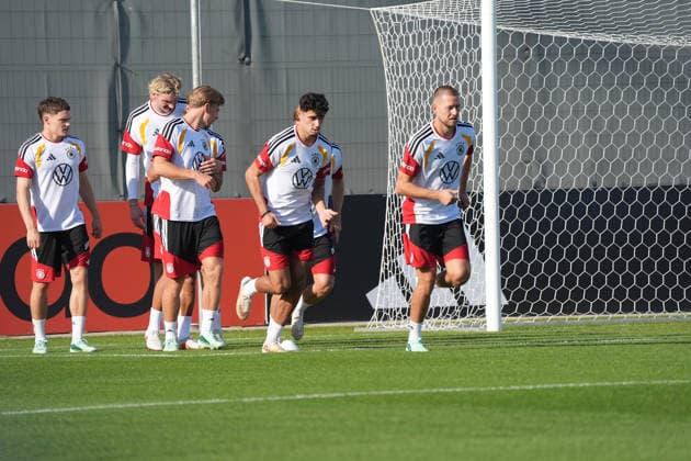 Florian Wirtz (Deutschland Germany), Nick Woltemade (Deutschland Germany), Finn Jeltsch (Deutschland Germany), Aleksandar Pavlovic (Deutschland Germany), Waldemar Anton (Deutschland Germany) - Herzo Base 29.09.2026: Deutsche Nationalmannschaft Nations League Vorbereitung, Home Ground, HerzoBase, World of Adidas, Herzogenaurach