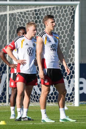 Nico Schlotterbeck (Deutschland Germany), Jonathan Burkardt (Deutschland, Germany), Ridle Baku - Herzo Base 29.09.2026: Deutsche Nationalmannschaft Nations League Vorbereitung, Home Ground, HerzoBase, World of Adidas, Herzogenaurach