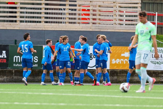 Fussball: Europa: UEFA U21, U 21 Europameisterschaft 2027 - Qualifikation, Gruppe C, 29.09.2026, 15:00 Uhr - Island U21 vs. Schweiz U21 - Throttarvöllur (Reykjavik, Island); Torjubel Island zum 1:0. Erzielt durch Daniel Gudjohnsen (Island U21) Reykjavik Throttarvöllur Reykjavik Island Copyright: xAmiirxAmedjouax
