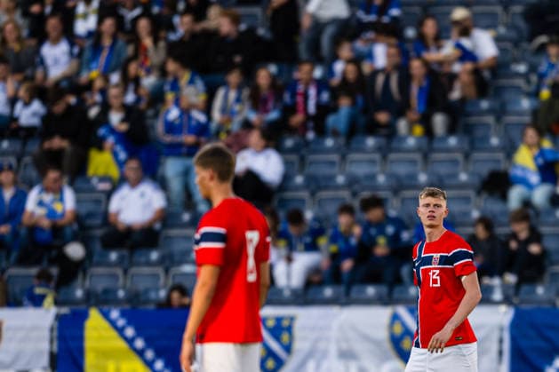 260929 Rasmus Holten of Norway looks dejected after 0-1 during the UEFA European Under-21 Qualifier football match between Norway and Bosnia-Herzegovina on September 29, 2026 in Stavanger. Photo: Marius Simensen BILDBYRAN COP 238 bbeng bosnia bosnia-hercegovina depp em kvalifisering football fotball fotboll norge norway soccer U21, U 21 UEFA EURO, EM, Europameisterschaft,Fussball under-21 qualifiers Copyright: MARIUSxSIMENSEN BB260929BB295