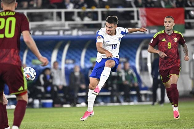 LKS 20260929 Leo Walta of Finland shoots wide during the UEFA Nations League League C Group C1 football match between Finland and Belarus in Helsinki, Finland, on September 29, 2026. - RONI REKOMAA Helsinki Finland 98VcWu8RhtU  Copyright: xRonixRekomaax 98VcWu8RhtU