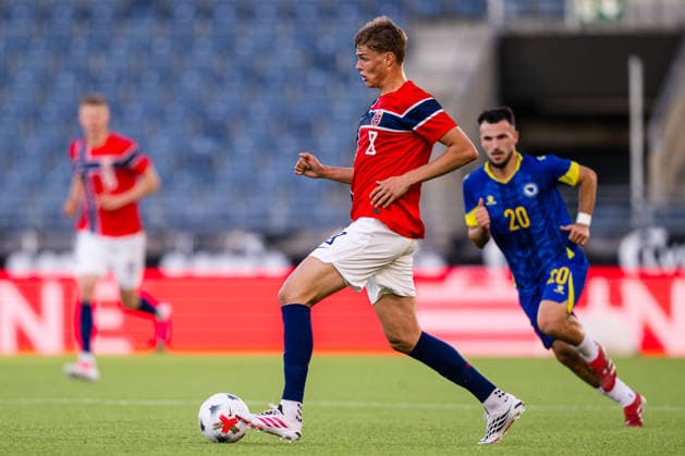 260929 Jens Hjerto-Dahl of Norway during the UEFA European Under-21 Qualifier football match between Norway and Bosnia-Herzegovina on September 29, 2026 in Stavanger. Photo: Marius Simensen BILDBYRAN COP 238 bbeng bosnia bosnia-hercegovina em kvalifisering football fotball fotboll norge norway soccer U21, U 21 UEFA EURO, EM, Europameisterschaft,Fussball under-21 qualifiers Copyright: MARIUSxSIMENSEN BB260929BB322