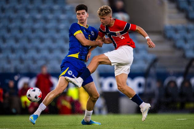 260929 Sindre Walle Egeli of Norway during the UEFA European Under-21 Qualifier football match between Norway and Bosnia-Herzegovina on September 29, 2026 in Stavanger. Photo: Marius Simensen BILDBYRAN COP 238 bbeng bosnia bosnia-hercegovina em kvalifisering football fotball fotboll norge norway soccer U21, U 21 UEFA EURO, EM, Europameisterschaft,Fussball under-21 qualifiers Copyright: MARIUSxSIMENSEN BB260929BB328