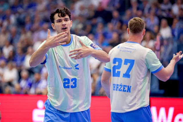 29.09.2026, Handball, EL, VfL Gummersbach - PGE Wybrzeza Gdansk Danzig, 1.Spieltag EHF European League, Saison 2026 27 Herren, Schwalbe-Arena: Nikola Roganovic (VfL Gummersbach 23) gestikulierend auf dem Spielfeld Nordrhein-Westfalen Deutschland