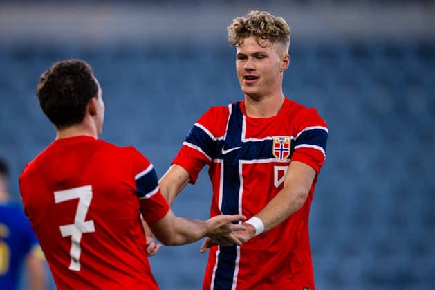 260929 Sindre Walle Egeli of Norway celebrates after scoring the 2-1 goal during the UEFA European Under-21 Qualifier football match between Norway and Bosnia-Herzegovina on September 29, 2026 in Stavanger. Photo: Marius Simensen BILDBYRAN COP 238 bbeng bosnia bosnia-hercegovina em kvalifisering football fotball fotboll jubel norge norway soccer U21, U 21 UEFA EURO, EM, Europameisterschaft,Fussball under-21 qualifiers Copyright: MARIUSxSIMENSEN BB260929BB364