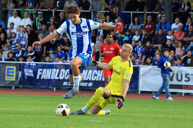 29.09.2026, DEU GER, Fussball , Testspiel, 2.Fussballbundesliga , Spieltag, Saison 2026 2027, Berliner Ernst-Reuter-Stadion, Hertha03 Zehlendorf vs. Hertha BSC 0:1 durch Liam Brenn ( Hertha 03 1 ), Soufian Gouram ( Hertha BSC Berlin 33 ) 2. Liga: DFB DFL regulations prohibit any use of photographs as image sequences and or quasi-video) nordphoto GmbH Engler Berlin Ernst-Reuter-Stadion Berlin Deutschland Copyright: xNordphotox xEnglerx