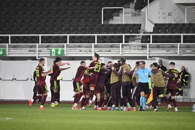 LKS 20260929 ADDS INFO Players of Team Belarus celebrate 0-1 goal by Aleksandr Selyava which was later disallowed during the UEFA Nations League League C Group C1 football match between Finland and Belarus in Helsinki, Finland, on September 29, 2026. - RONI REKOMAA Helsinki Finland x-GxW8BaVz0  Copyright: xRonixRekomaax x-GxW8BaVz0