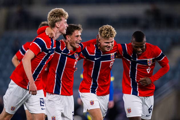 260929 Sindre Walle Egeli of Norway celebrates after scoring the 4-1 goal during the UEFA European Under-21 Qualifier football match between Norway and Bosnia-Herzegovina on September 29, 2026 in Stavanger. Photo: Marius Simensen BILDBYRAN COP 238 bbeng bosnia bosnia-hercegovina em kvalifisering football fotball fotboll jubel norge norway soccer U21, U 21 UEFA EURO, EM, Europameisterschaft,Fussball under-21 qualifiers Copyright: MARIUSxSIMENSEN BB260929BB425