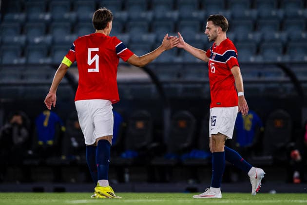 260929 Niklas odegard of Norway celebrates after scoring the 6-1 goal during the UEFA European Under-21 Qualifier football match between Norway and Bosnia-Herzegovina on September 29, 2026 in Stavanger. Photo: Marius Simensen BILDBYRAN COP 238 bbeng bosnia bosnia-hercegovina em kvalifisering football fotball fotboll jubel norge norway soccer U21, U 21 UEFA EURO, EM, Europameisterschaft,Fussball under-21 qualifiers Copyright: MARIUSxSIMENSEN BB260929BB449