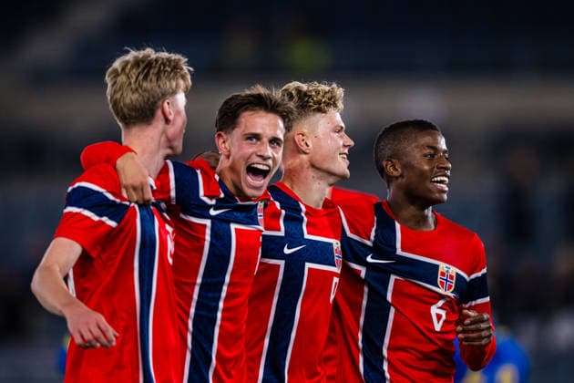 260929 Sindre Walle Egeli of Norway celebrates after scoring the 4-1 goal during the UEFA European Under-21 Qualifier football match between Norway and Bosnia-Herzegovina on September 29, 2026 in Stavanger. Photo: Marius Simensen BILDBYRAN COP 238 bbeng bosnia bosnia-hercegovina em kvalifisering football fotball fotboll jubel norge norway soccer U21, U 21 UEFA EURO, EM, Europameisterschaft,Fussball under-21 qualifiers Copyright: MARIUSxSIMENSEN BB260929BB455
