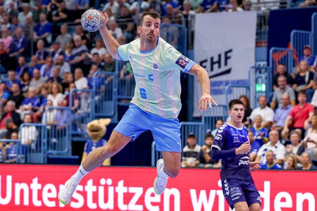 29.09.2026, Handball, EL, VfL Gummersbach - PGE Wybrzeza Gdansk Danzig, 1.Spieltag EHF European League, Saison 2026 27 Herren, Schwalbe-Arena: Milos Vujovic (VfL Gummersbach 06) wirft den Ball auf das Tor Nordrhein-Westfalen Deutschland