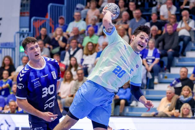 29.09.2026, Handball, EL, VfL Gummersbach - PGE Wybrzeza Gdansk Danzig, 1.Spieltag EHF European League, Saison 2026 27 Herren, Schwalbe-Arena: Ludvig Hallbäck (VfL Gummersbach 20) wirft den Ball auf das Tor Nordrhein-Westfalen Deutschland