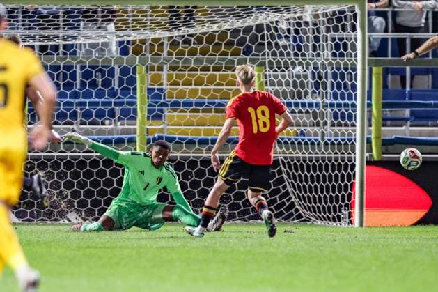 Belgium s goalkeeper Lucca Brughmans is pictured in action during a soccer game between Belgium U21, U 21 and Wales U21, Tuesday 29 September 2026 in Westerlo, qualifier 7 8 for the 2027 European Championships. BRUNOxFAHY  x188262831x