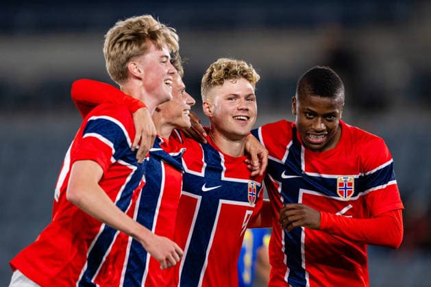 260929 Sindre Walle Egeli of Norway celebrates after scoring the 4-1 goal during the UEFA European Under-21 Qualifier football match between Norway and Bosnia-Herzegovina on September 29, 2026 in Stavanger. Photo: Marius Simensen BILDBYRAN COP 238 bbeng bosnia bosnia-hercegovina em kvalifisering football fotball fotboll jubel norge norway soccer U21, U 21 UEFA EURO, EM, Europameisterschaft,Fussball under-21 qualifiers Copyright: MARIUSxSIMENSEN BB260929BB555