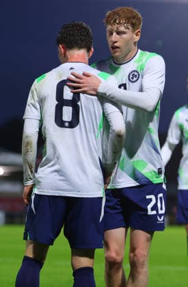 2027 UEFA Under 21 European Qualifier, Munster FA Turner s Cross, Cork 29 9 2026 Republic of Ireland U21, U 21 vs Kazakhstan U21 Ireland s Jamie Mullins celebrates scoring a goal with Adam Brennan Jamie Mullins celebrates scoring a goal with Adam Brennan 29 9 2026  Copyright: xx R1594288
