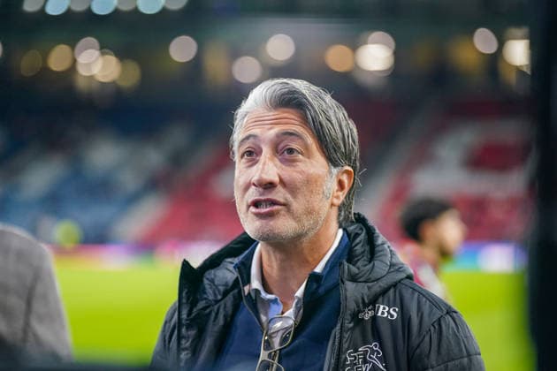 Fussball UEFA Nations League 2026 - 2027, 2. Spieltag - Schottland vs Schweiz - Hampden Park (Glasgow): Murat Yakin (Schweiz, Trainer) Mimik, Gesichtsausdruck, Emotion Copyright: xJOERANxSTEINSIEKx