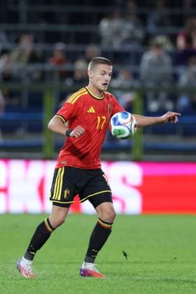 Belgium s Romeo Vermant is pictured in action during a soccer game between Belgium U21, U 21 and Wales U21, Tuesday 29 September 2026 in Westerlo, qualifier 7 8 for the 2027 European Championships. BRUNOxFAHY  x188267879x