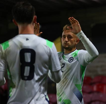 2027 UEFA Under 21 European Qualifier, Munster FA Turner s Cross, Cork 29 9 2026 Republic of Ireland U21, U 21 vs Kazakhstan U21 Ireland s Sam Curtis celebrates with team mates after he scores his sides 3rd goal of the match Sam Curtis celebrates with team mates after he scores his sides 3rd goal of the match 29 9 2026  Copyright: xx R1594471