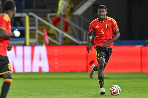 260924 Belgium U21, U 21 vs Wales U21 Josue Ndenge Kongolo (5) of. Belgium pictured during a soccer game between the Under 21 national teams of Belgium and Wales on matchday 11 in group I in the qualifying of the UEFA Under 21 Championship , on Tuesday 29 September 2026 in Westerlo , Belgium .(Photo by David Catry Isosport) Westerlo Belgium  Copyright: xDavidxCatryx 20260929DC2_5457