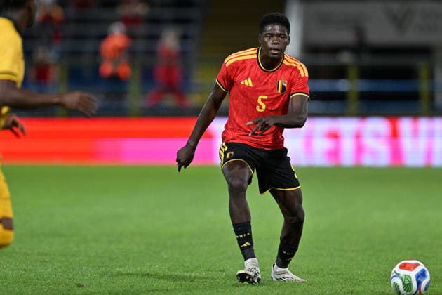 260924 Belgium U21, U 21 vs Wales U21 Josue Ndenge Kongolo (5) of. Belgium pictured during a soccer game between the Under 21 national teams of Belgium and Wales on matchday 11 in group I in the qualifying of the UEFA Under 21 Championship , on Tuesday 29 September 2026 in Westerlo , Belgium .(Photo by David Catry Isosport) Westerlo Belgium  Copyright: xDavidxCatryx 20260929DC2_5557