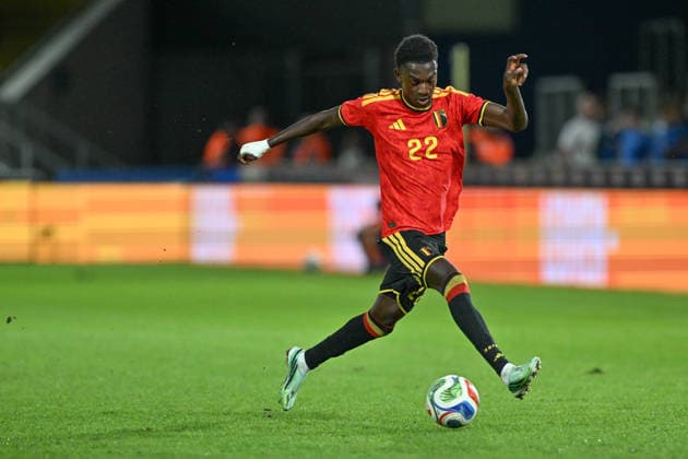 260924 Belgium U21, U 21 vs Wales U21 Jesse Bisiwu (22) of Belgium pictured during a soccer game between the Under 21 national teams of Belgium and Wales on matchday 11 in group I in the qualifying of the UEFA Under 21 Championship , on Tuesday 29 September 2026 in Westerlo , Belgium .(Photo by David Catry Isosport) Westerlo Belgium  Copyright: xDavidxCatryx 20260929DC2_5812