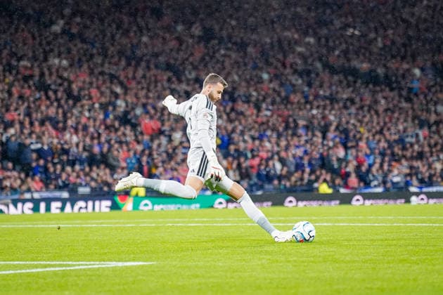 Fussball UEFA Nations League 2026 - 2027, 2. Spieltag - Schottland vs Schweiz - Hampden Park (Glasgow): Angus Gunn (Schottland, 1) Copyright: xJOERANxSTEINSIEKx