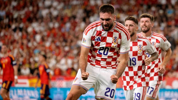 ESP: UEFA Nations League 2027 Spain v Croatia Dion Beljo of Croatia scores goal and celebrates during the UEFA Nations League 2027 between Spain v Croatia played at Ramon Sanchez-Pizjuan Stadium , Sevilla on September 29, 2026 in Spain Seville Spain Copyright: xAgenciaxLOFx