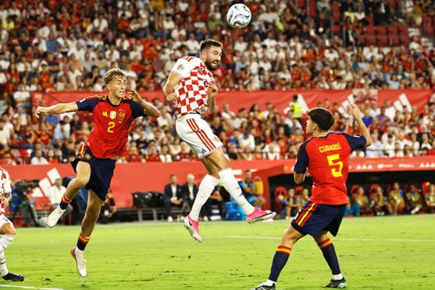 Dion Beljo (CRO), SEPTEMBER 29, 2026 - Football Soccer : UEFA Nations League group stage for final tournament Group A3 Matchday 2 between Spain - Croatia at the Estadio Ramon Sanchez-Pizjuan in Sevilla, Spain. Noxthirdxpartyxsales  aflo_352014923 MutsuxKawamorix