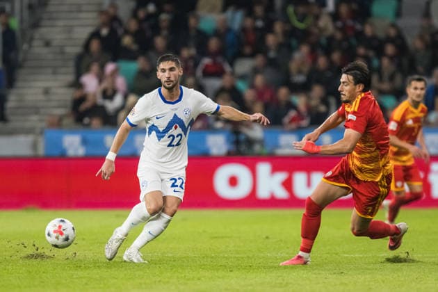 Adam Gnezda Cerin seen during UEFA Nations League - League B, Matchday 2, season 26 27 game between teams of Slovenia and North Macedonia (Jan Borys Ball Raw Images) Ljubljana Stozice Stadium Slovenia Copyright: xJanxBorysx janborys_slovenia_north_macedonia_2627-83