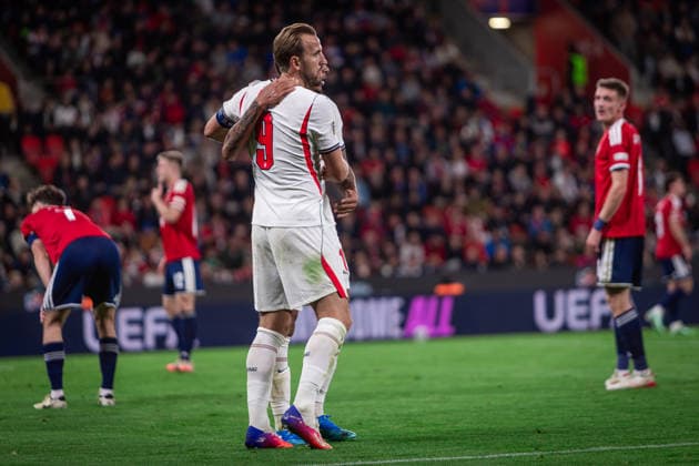 CZECHIA - ENGLAND Harry Kane of England and Bayern Munich celebrates a goal during UEFA Nations League - League A - Group A3 - Matchday 2 - football match between Czechia and England. Fortuna Arena, Eden, Stadion, Prague, Czechia September 29, 2026. Photo by Branislav Racko Copyright: xx _BRR0026