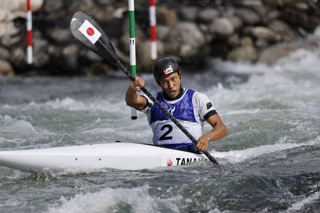 Aichi-Nagoya Asian Games: Canoe Slalom Japan s Yuuki Tanaka competes en route to winning silver in the Aichi-Nagoya Asian Games men s kayak single at Yahagigawa Canoe Slalom Course in Toyota in Aichi Prefecture, central Japan, on Sept. 30, 2026.  A14AA0005629451P