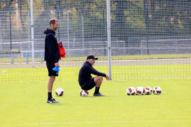 30.09.2026, DEU GER, Fussball , 2.Fussballbundesliga, Saison 2026 2027, Sportforum, Hertha BSC, Training Cheftrainer Stefan Leitl ( Hertha BSC Berlin ), Co-Trainer Andre Mijatovic ( Hertha BSC Berlin ) 2. Liga: DFB DFL regulations prohibit any use of photographs as image sequences and or quasi-video) nordphoto GmbH Engler Berlin Sportforum Berlin Deutschland Copyright: xNordphotox xEnglerx