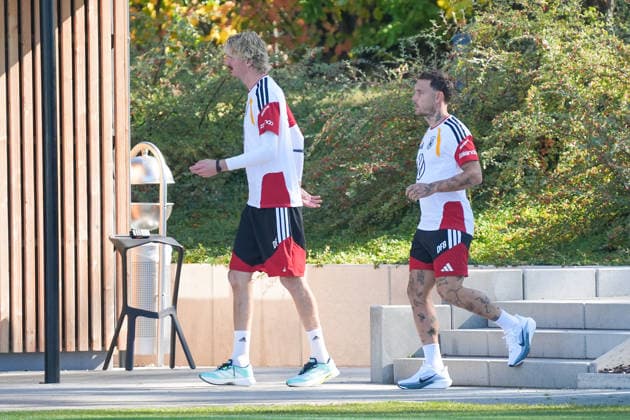 Nick Woltemade (Deutschland Germany) und David Raum (Deutschland Germany) - Herzo Base 30.09.2026: Deutsche Nationalmannschaft Nations League Vorbereitung, Home Ground, HerzoBase, World of Adidas, Herzogenaurach